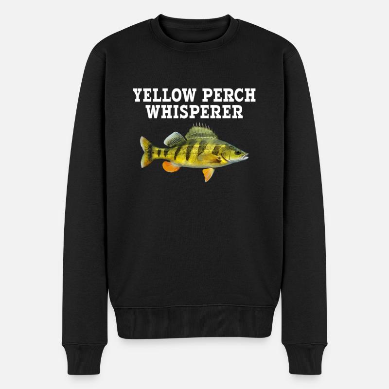 Yellow Perch whisperer, Yellow Perch - Männer Premium Bio Pullover - Schwarz