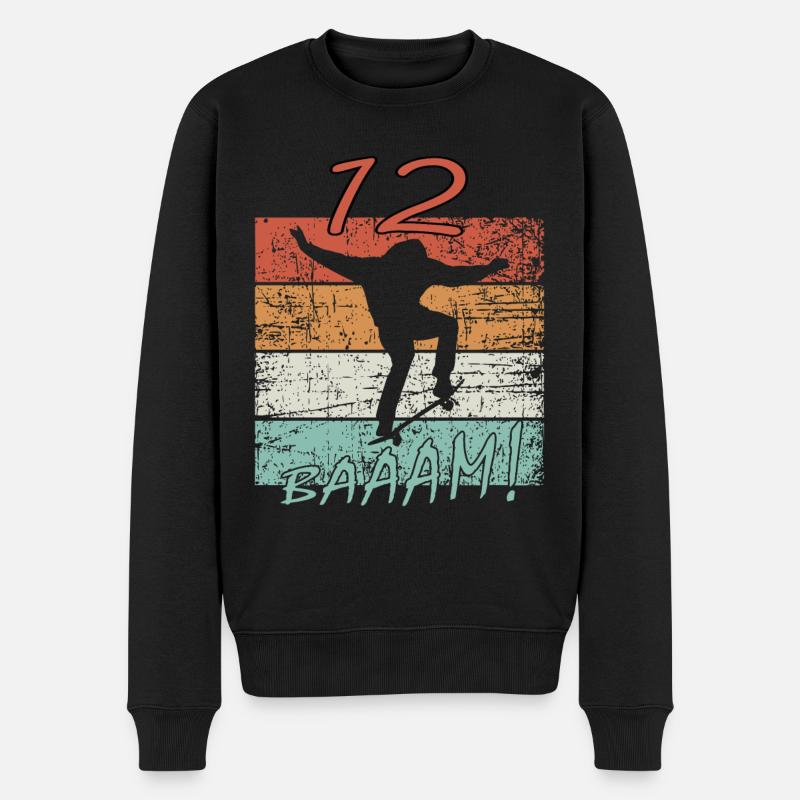 Kinder Geburtstag 12 Jahre - Skater - Männer Premium Bio Pullover - Schwarz