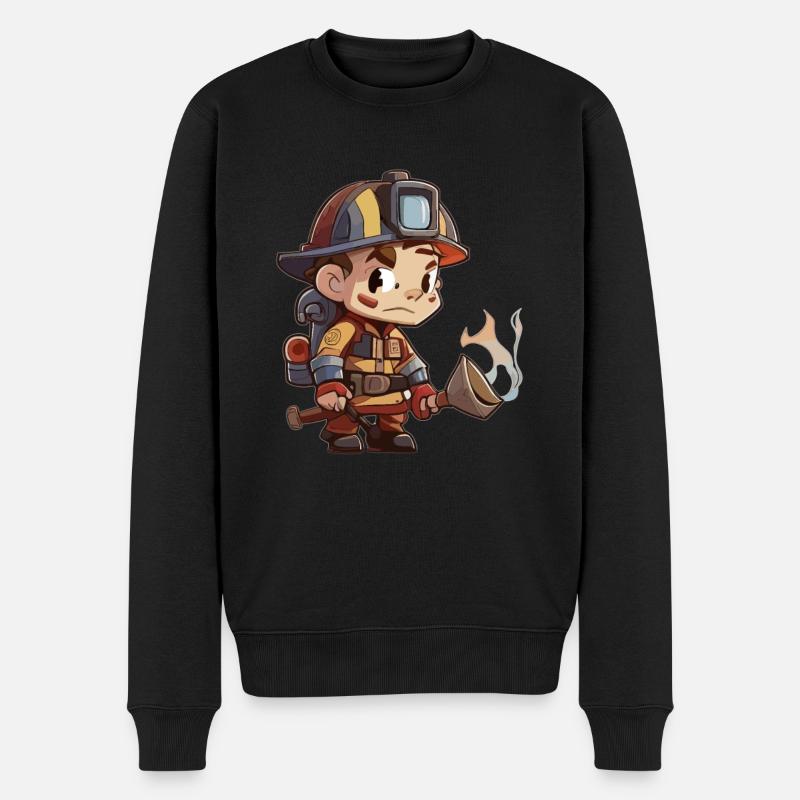 Style Fireman Cartoon - Pull Premium bio Homme - noir
