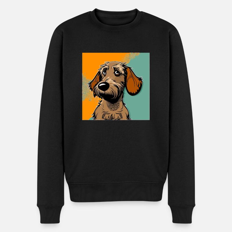 Chien dans le style comique - Pull Premium bio Homme - noir