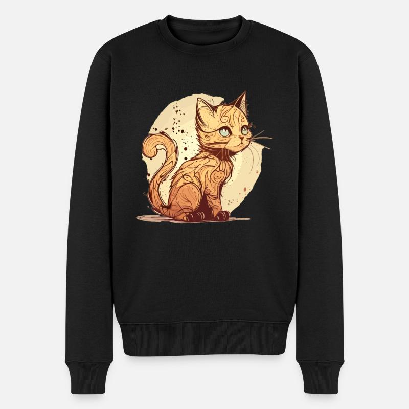 Katze im comic style - Männer Premium Bio Pullover - Schwarz