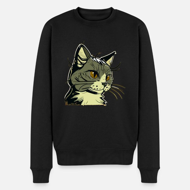 Katze im comic style - Männer Premium Bio Pullover - Schwarz