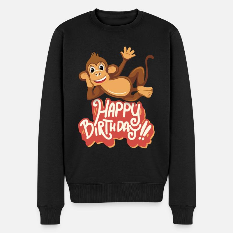 Happy-Birthday, lustiger Affe, Geburtstag Spruch - Männer Premium Bio Pullover - Schwarz