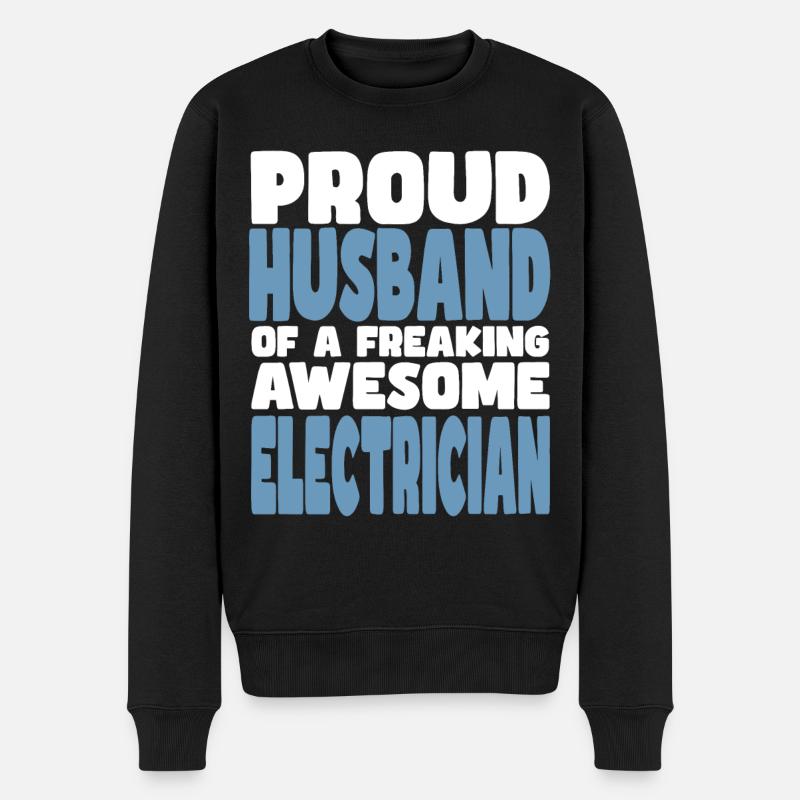 Stolze Ehefrau Eines Verdammt Guten Elektrikers - Männer Premium Bio Pullover - Schwarz
