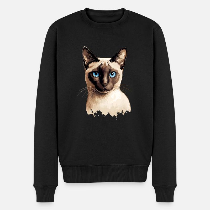 siamese cat - Männer Premium Bio Pullover - Schwarz
