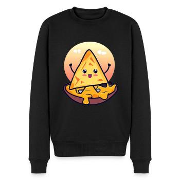 Chips de nacho dans un bain de fromage crémeux - Pull Premium bio Homme - noir - Devant - Nico (187cm)