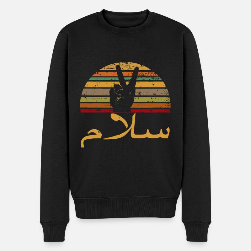 Salam Frieden Arabisch Retro Kalligraphieyyemensaudi ara - Männer Premium Bio Pullover - Schwarz