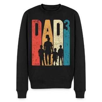Dad Hoch 3 Papa Hoch 3 Kinder Drei Jungen Retro - Männer Premium Bio Pullover - Schwarz - Vorne - Nico (187cm)