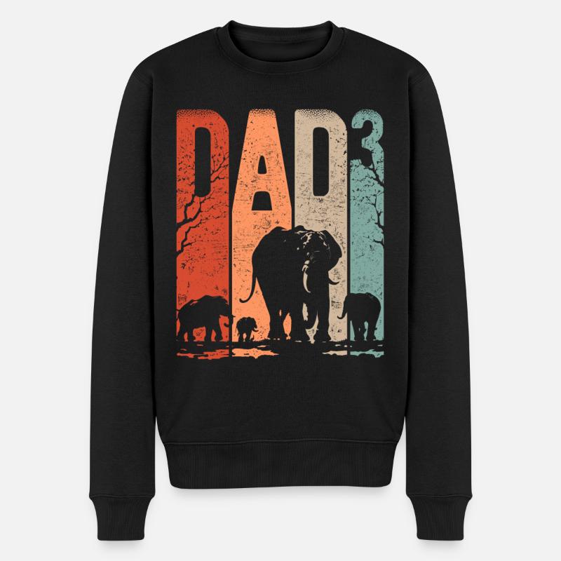 Dad Hoch 3 Papa Hoch 3 Kinder Papa Elefant - Männer Premium Bio Pullover - Schwarz