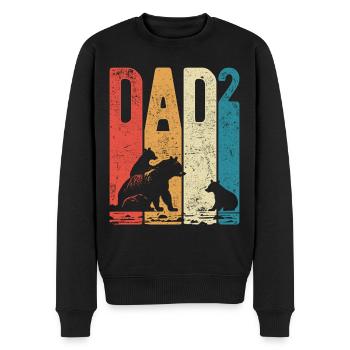 Dad Hoch 2 Papa Hoch 2 Kinder Bär Zweifacher Papa - Männer Premium Bio Pullover - Schwarz - Vorne - Nico (187cm)