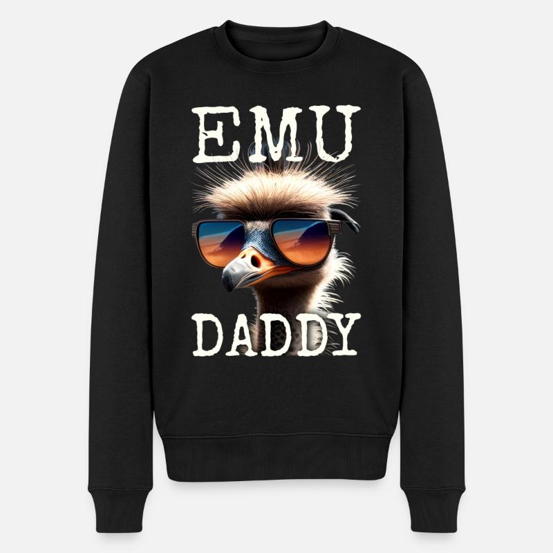 Emu Daddy Vogel Strauß Laufvogel Dad Vatertag Emu - Männer Premium Bio Pullover - Schwarz
