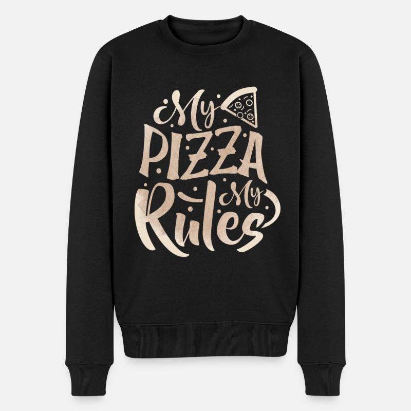 Drôle de pizzer, Italie, My-Pizza-My-Rules - Pull Premium bio Homme - noir