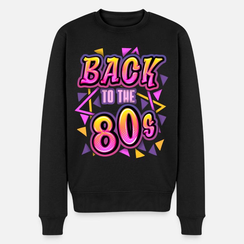 1980, 1980er Jahre, Retro Spruch Back To The 80s - Männer Premium Bio Pullover - Schwarz