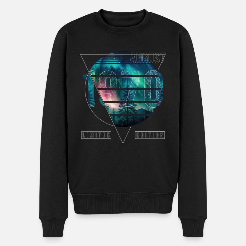 Limited Edition 1970 August Geburtstag Polarlicht - Männer Premium Bio Pullover - Schwarz