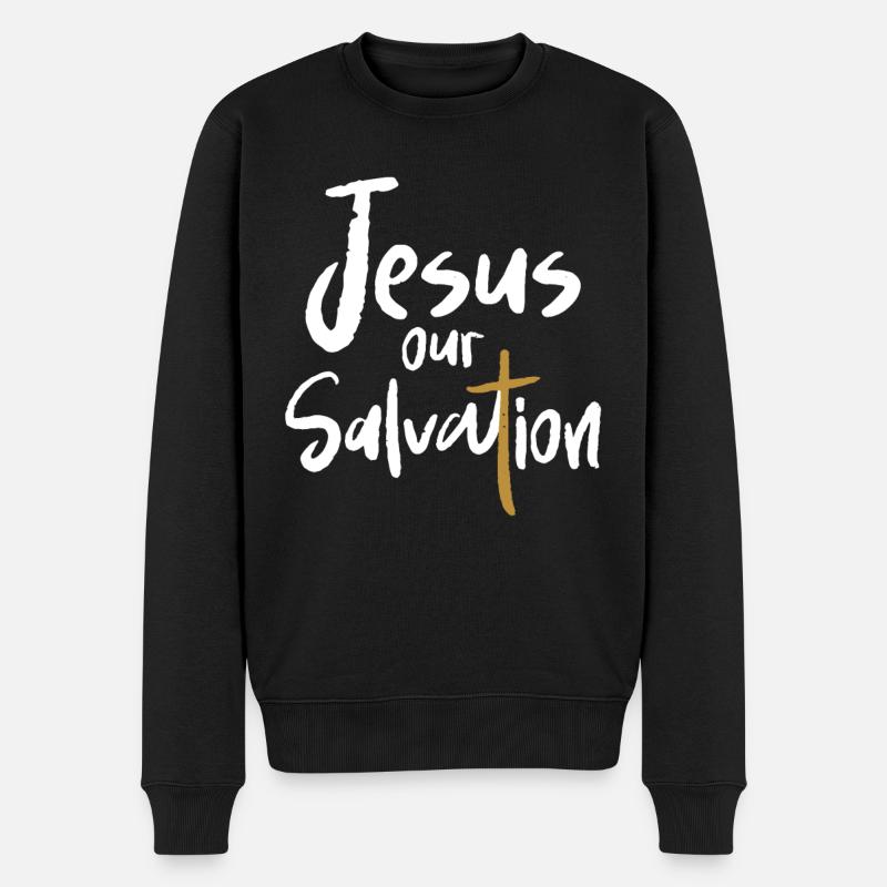 Jesus Unsere Erlösung Kreuz Christlicher Glaube - Männer Premium Bio Pullover - Schwarz