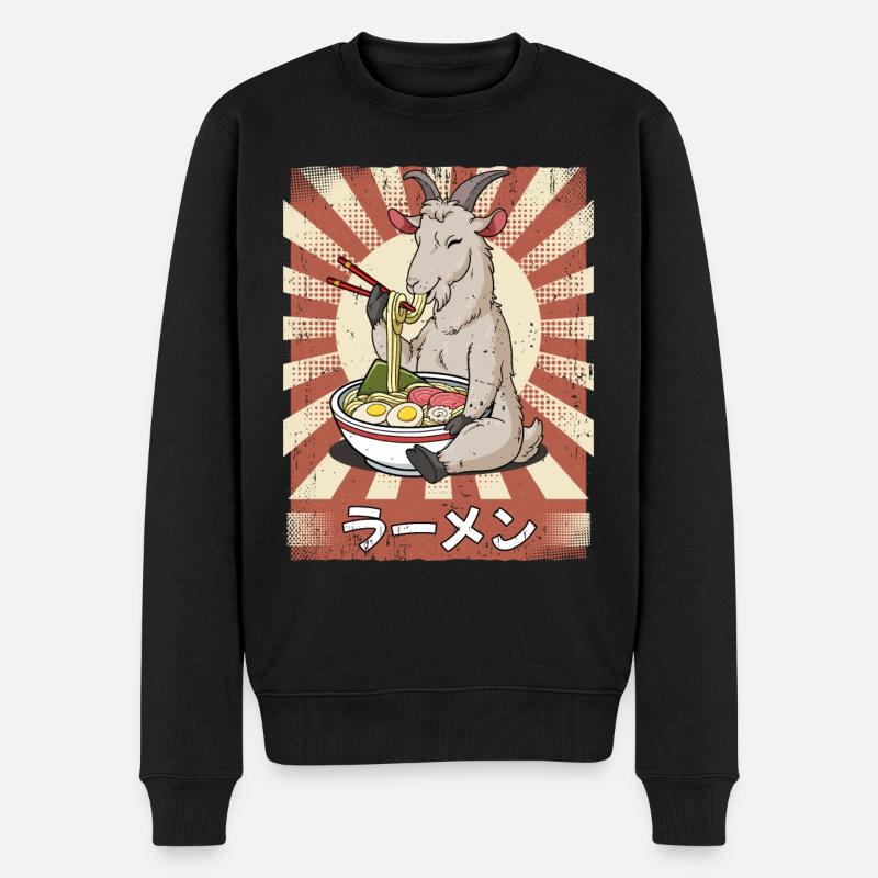 Ramen Ziege Nudelsuppe Ramen - Männer Premium Bio Pullover - Schwarz