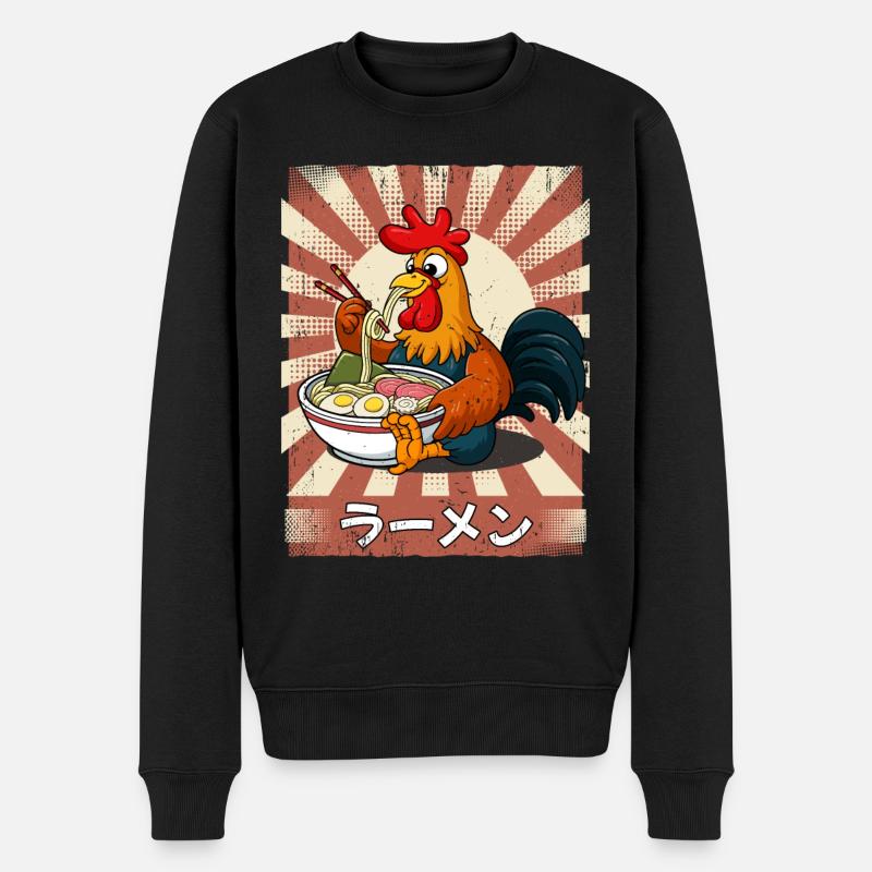 Ramen Hahn Nudelsuppe Ramen - Männer Premium Bio Pullover - Schwarz