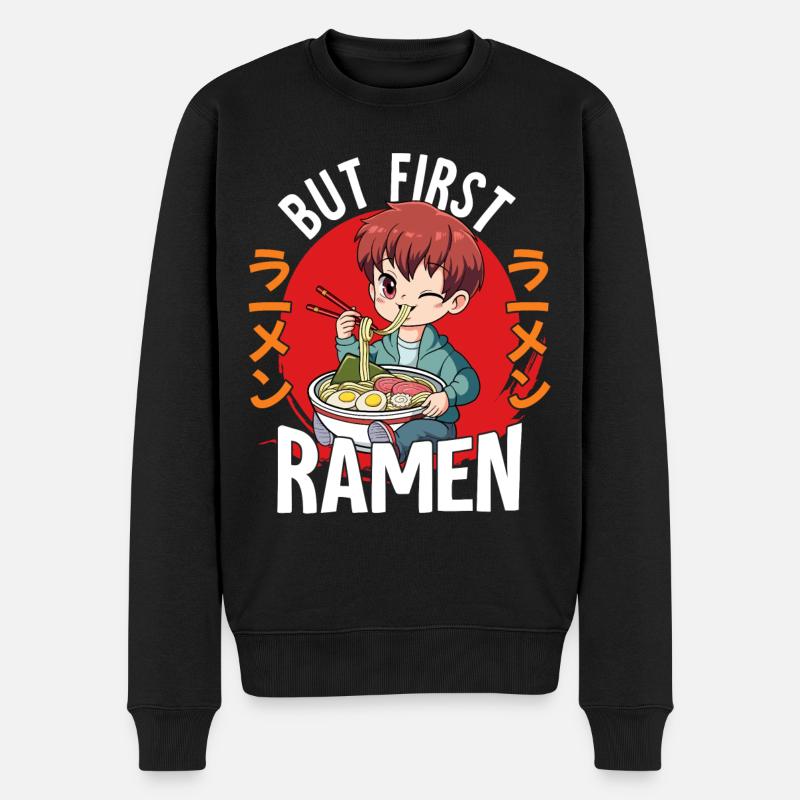 But First Ramen - Männer Premium Bio Pullover - Schwarz