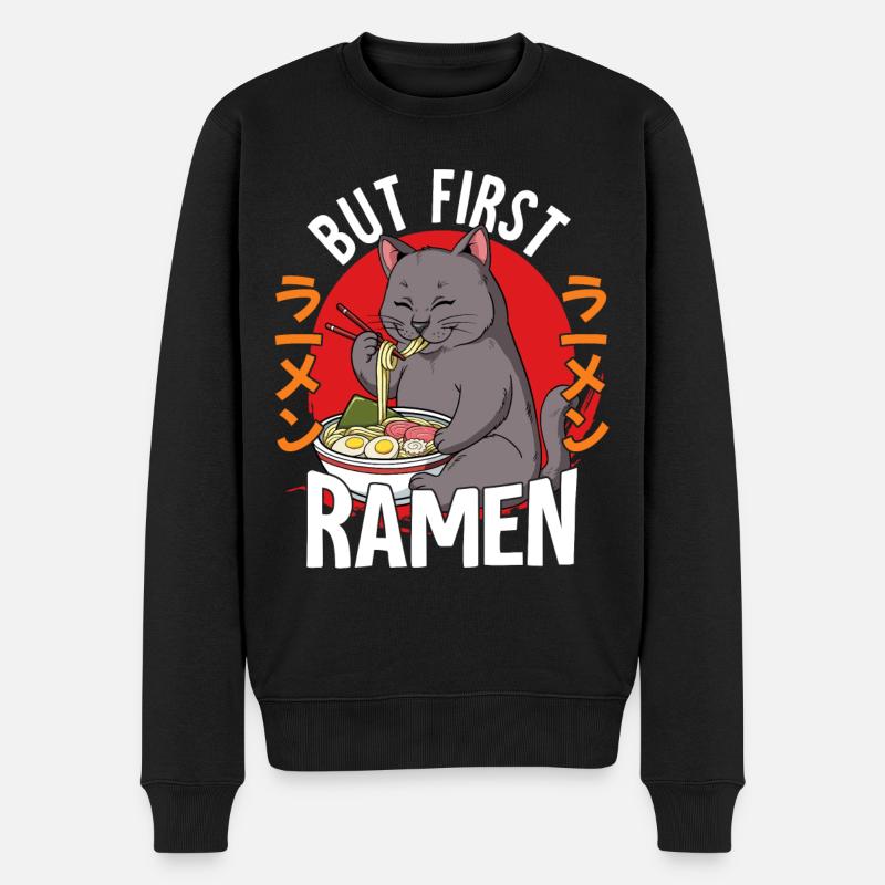 But First Ramen - Männer Premium Bio Pullover - Schwarz