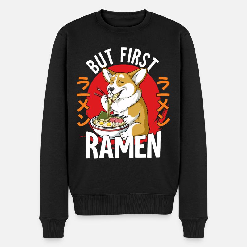 But First Ramen - Männer Premium Bio Pullover - Schwarz