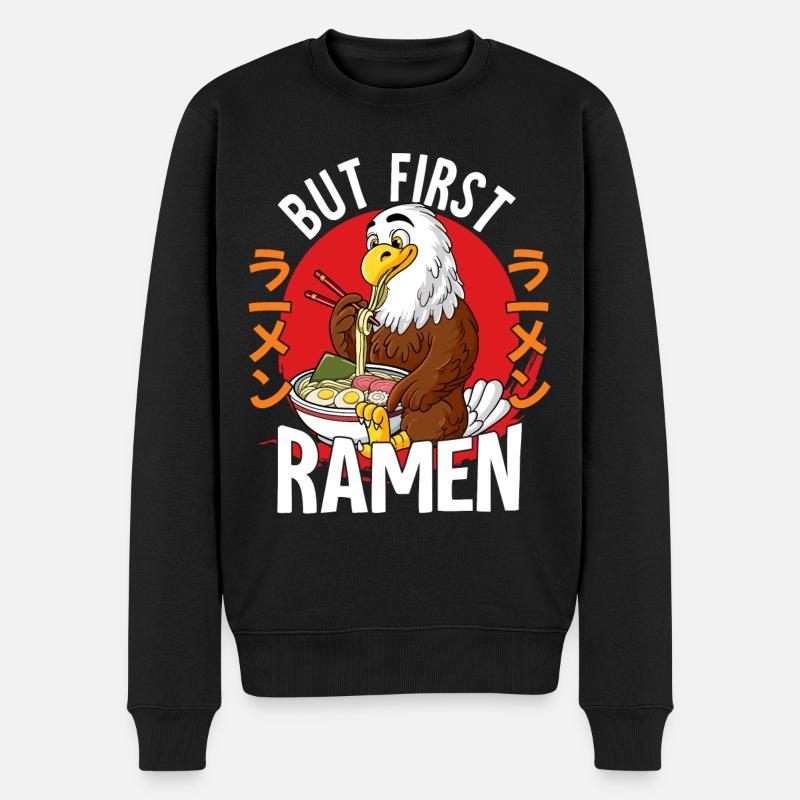 But First Ramen - Männer Premium Bio Pullover - Schwarz