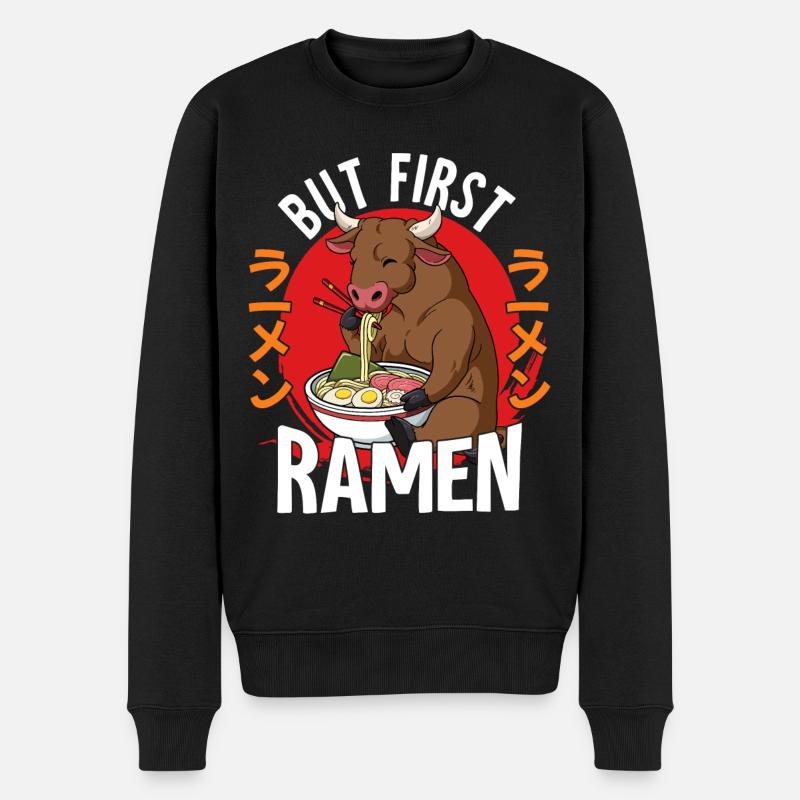 But First Ramen - Männer Premium Bio Pullover - Schwarz