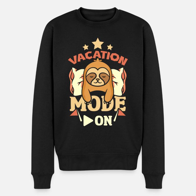 Sloth vacation mode on - Männer Premium Bio Pullover - Schwarz