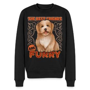 Bichon Chien havanais, aquarelle vintage, chien de race - Pull Premium bio Homme - noir - Devant - Nico (187cm)