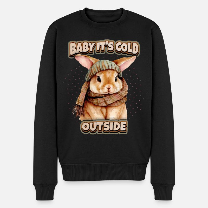 Kaninchen Hase Kawaii Illustration lustiger Spruch - Männer Premium Bio Pullover - Schwarz
