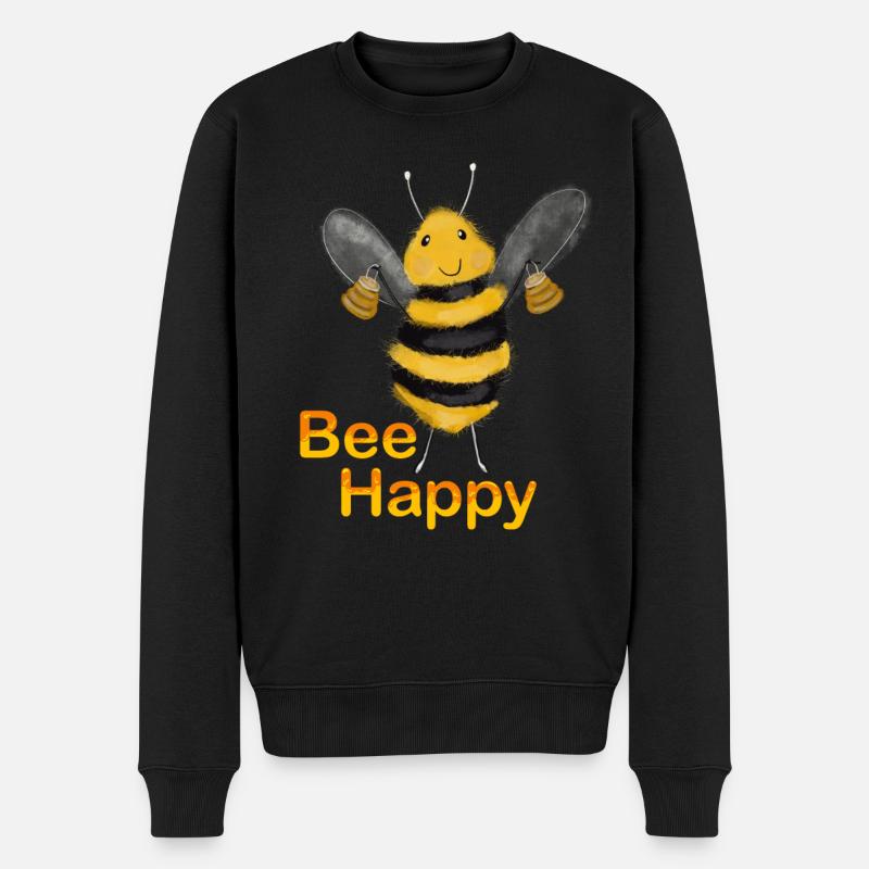 Bee Happy - Pull Premium bio Homme - noir