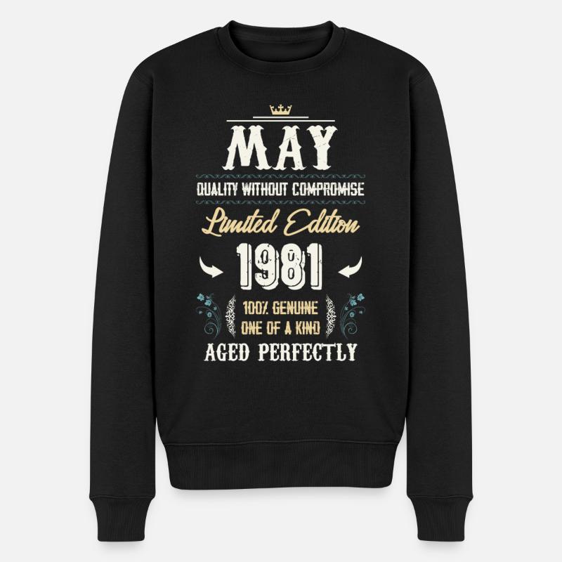 Mai 1981 Cadeau d’anniversaire vintage - Pull Premium bio Homme - noir