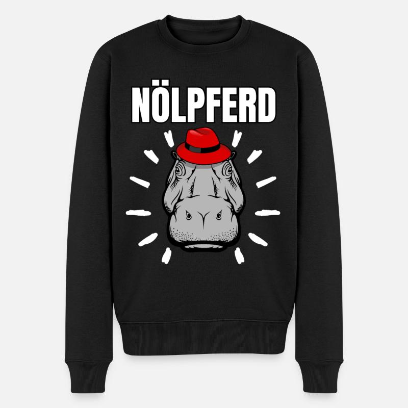 Gelangweiltes Nilpferd / Nölpferd / Keinen Bock - Männer Premium Bio Pullover - Schwarz