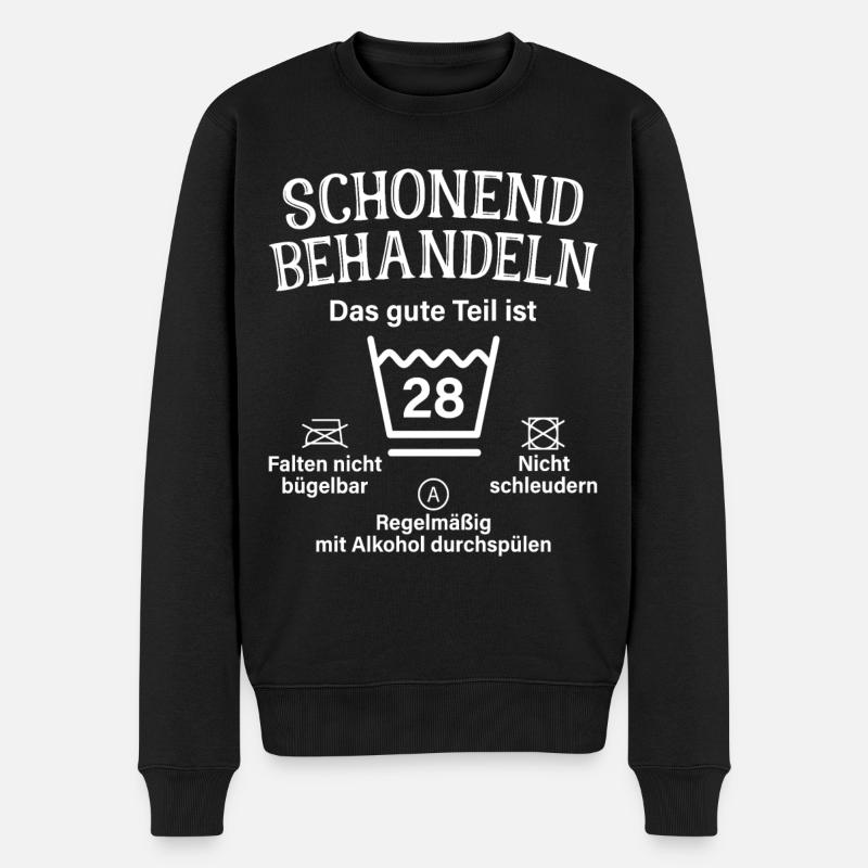 28. Geburtstag Schonend Behandeln 28 Teil Ist 28 - Männer Premium Bio Pullover - Schwarz