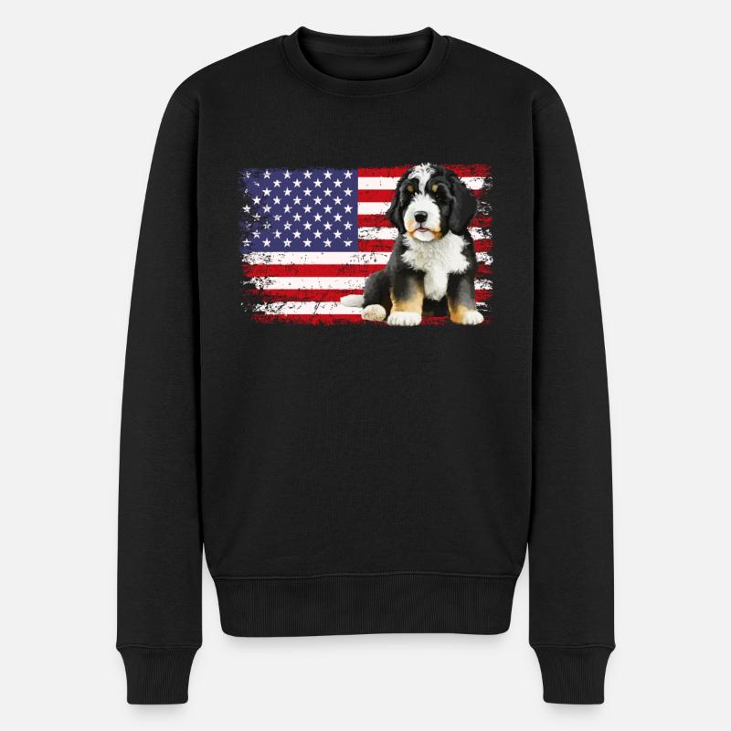 bernedoodle American flag - Männer Premium Bio Pullover - Schwarz