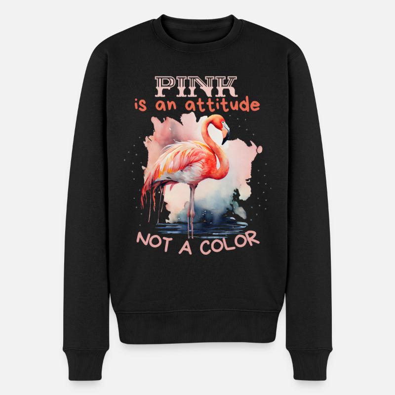 Lustiger Flamingo-Spruch, Flamingo-Illustration - Männer Premium Bio Pullover - Schwarz