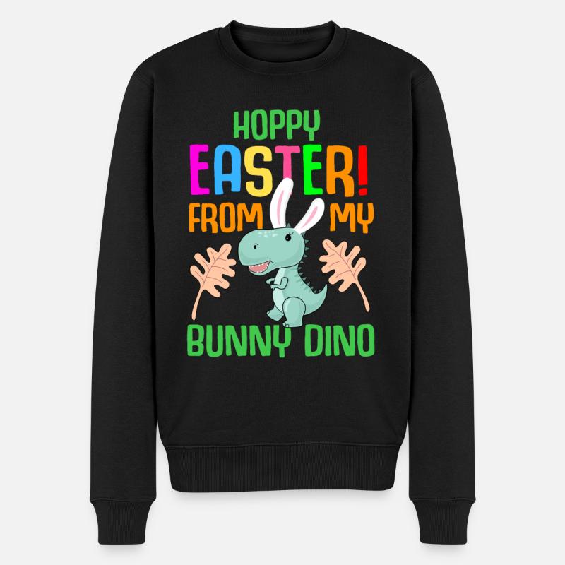 Ostern T-rex Dinosaurier Kaninchen Osterhase - Männer Premium Bio Pullover - Schwarz
