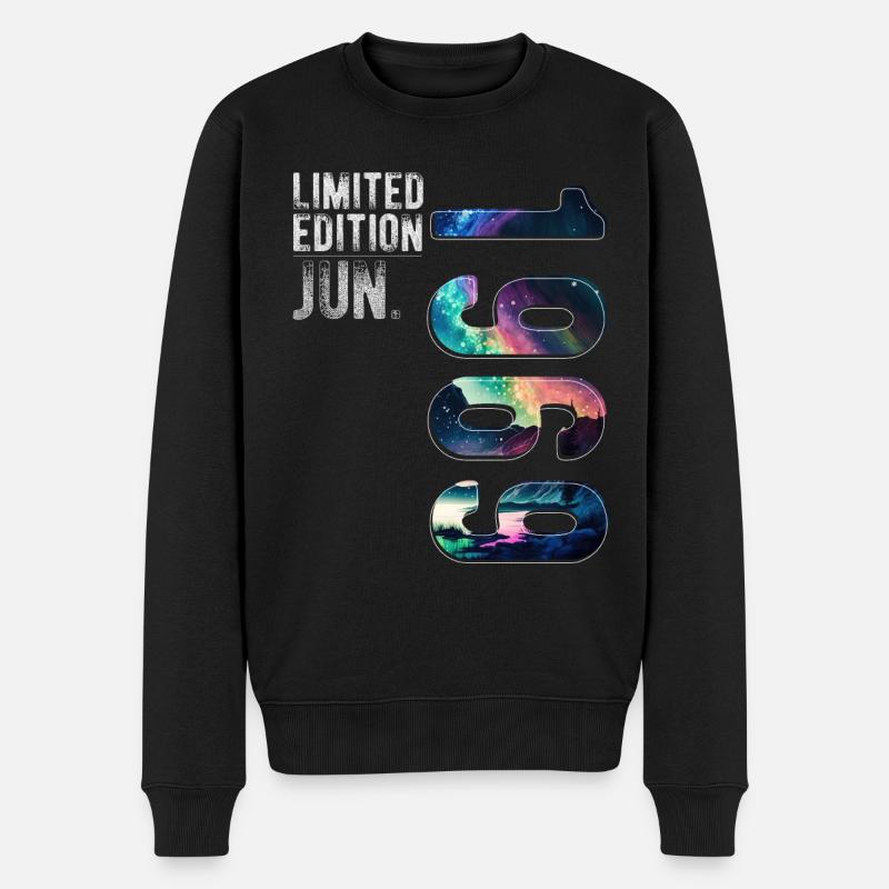 Limited Edition 1969 Juni Geburtstag Nordlichter - Männer Premium Bio Pullover - Schwarz