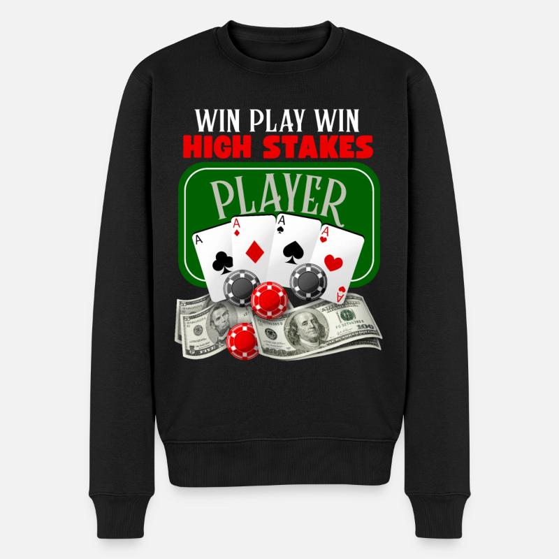 Poker, Jeu de poker, Jetons de poker, Dire - Pull Premium bio Homme - noir