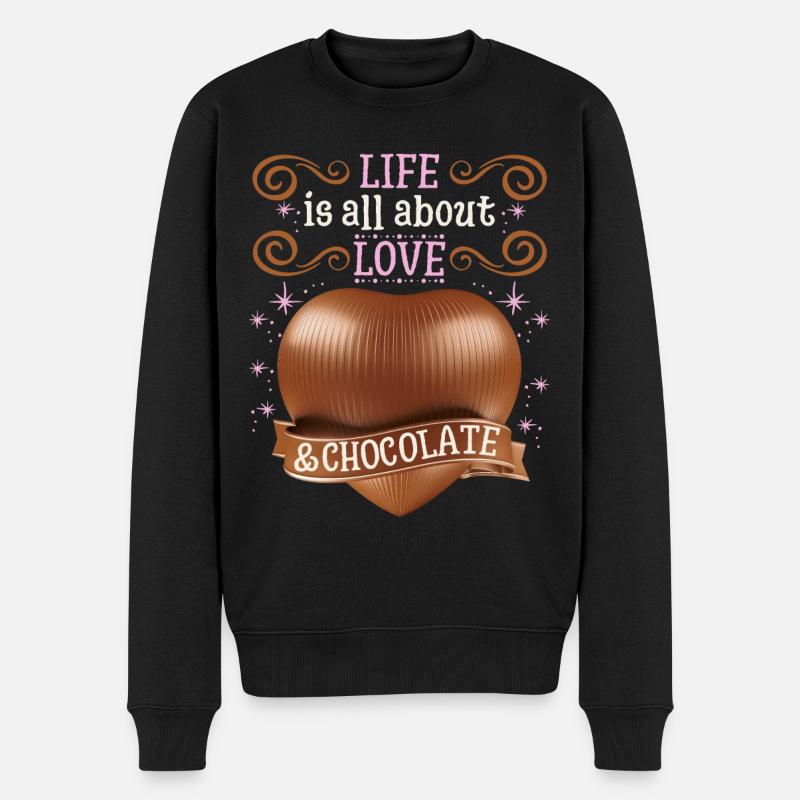 Liebe-Love, Schokoladenherz, Schokolade Spruch - Männer Premium Bio Pullover - Schwarz