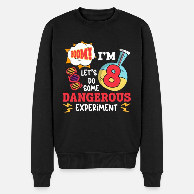 Wissenschaft Thema Geburtstagsfeier Alter 8 - Männer Premium Bio Pullover - Schwarz