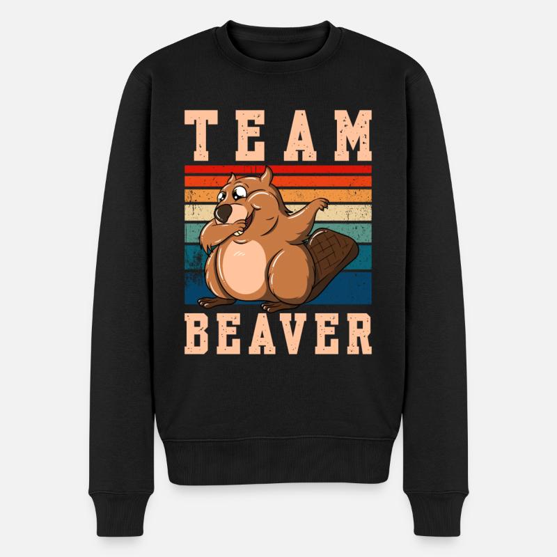 Team Beaver - Männer Premium Bio Pullover - Schwarz