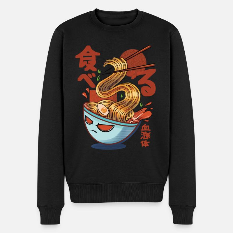 Ramen Nudelsuppen im Anime und Manga Stil - Männer Premium Bio Pullover - Schwarz