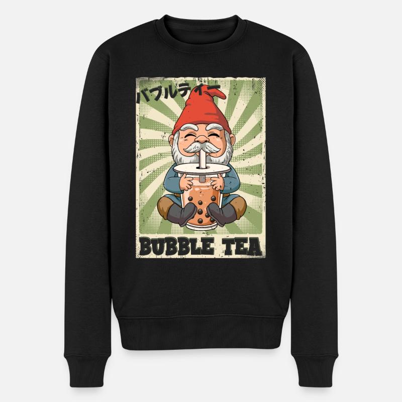 Boba Tea Gnom Bubble Tea - Männer Premium Bio Pullover - Schwarz