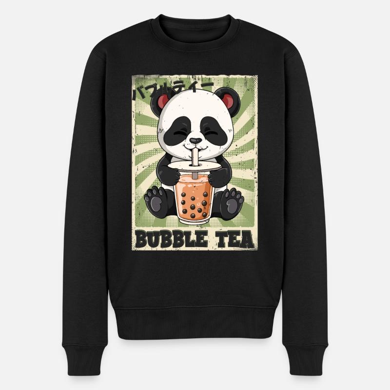 Boba Tea Panda Bubble Tea - Men's Premium Organic Jumper - black