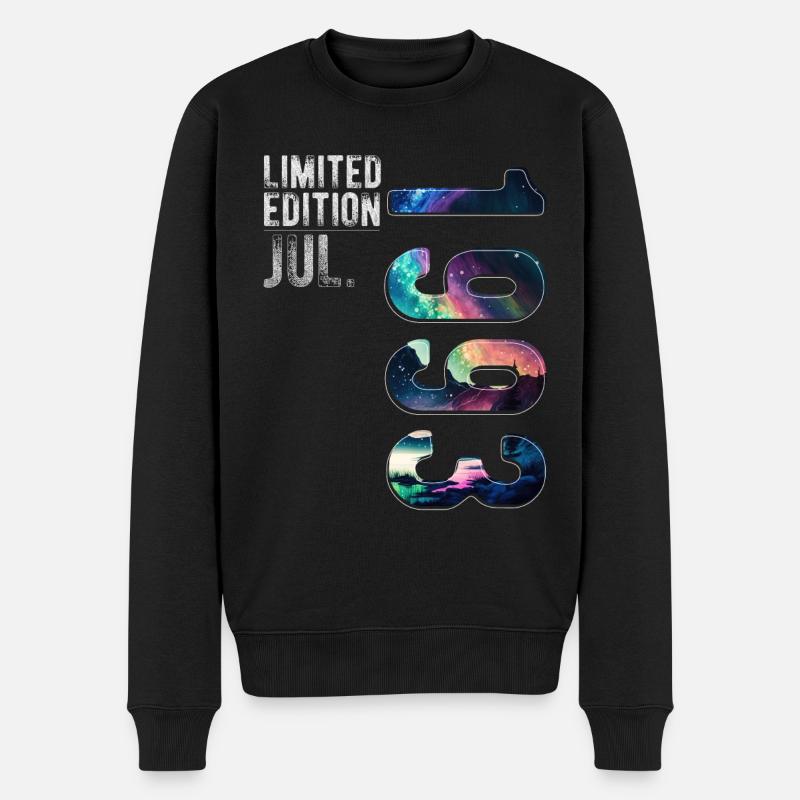 Limited Edition 1993 Juli Geburtstag Nordlichter - Männer Premium Bio Pullover - Schwarz
