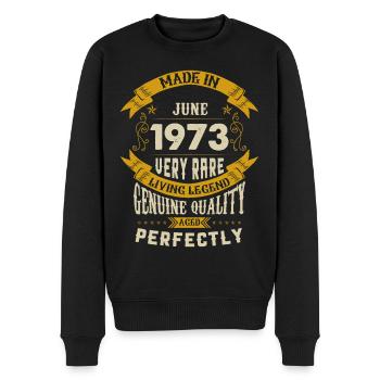 Juni 1973 Vintage Jahrgang Geburtstag - Männer Premium Bio Pullover - Schwarz - Vorne - Nico (187cm)
