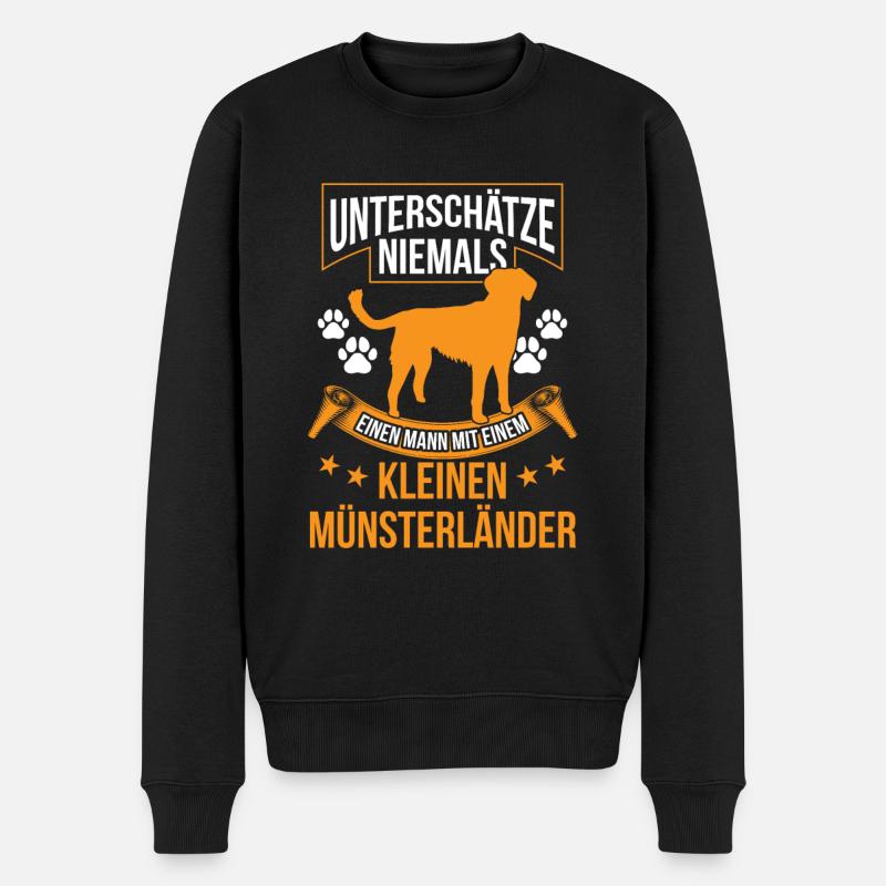 Mann mit Kleiner Münsterländer - Männer Premium Bio Pullover - Schwarz