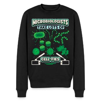 Mikrobiologe, Mikrobiologie, lustiger Spruch, Pun - Männer Premium Bio Pullover - Schwarz - Vorne - Nico (187cm)