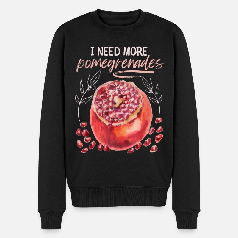 Granatapfel Illustration, Aquarell, Spruch - Männer Premium Bio Pullover - Schwarz
