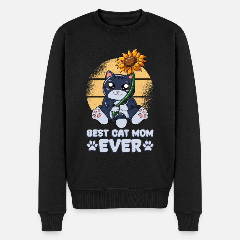 Best Cat Mom Ever - Männer Premium Bio Pullover - Schwarz